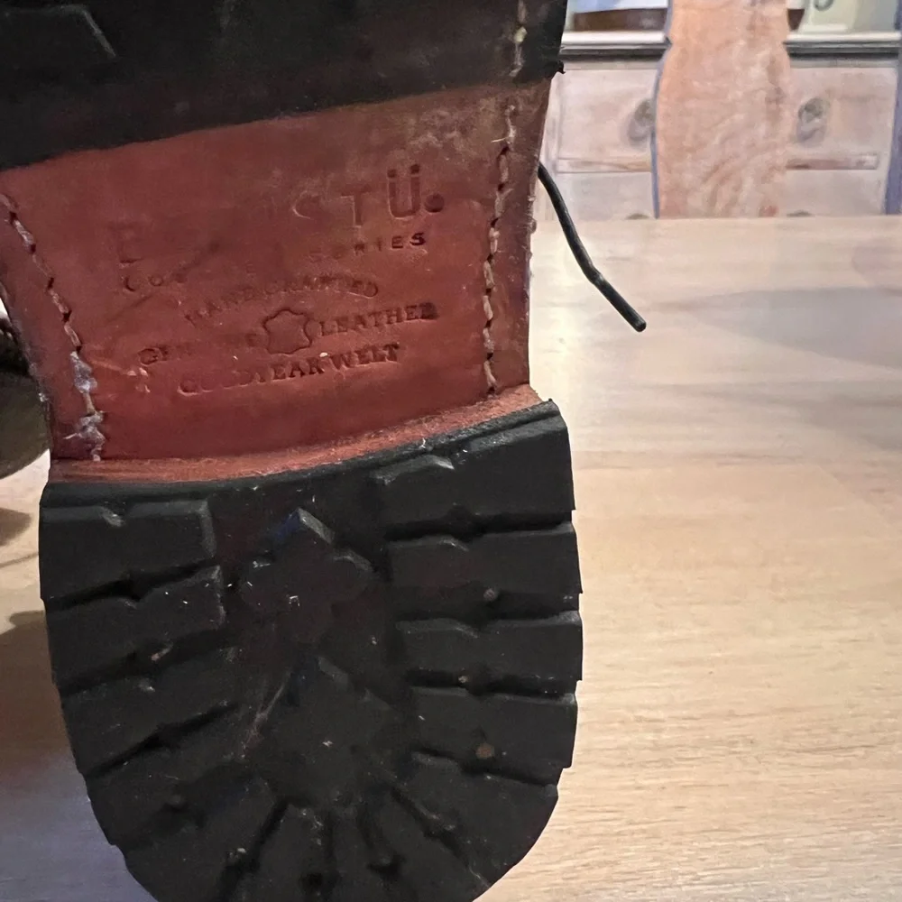 Bed Stu Distressed Black Leather Combat Boots - Picture 7 of 8